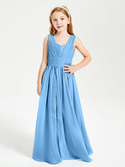 Abiti Da Damigella Junior Lunghi Eleganti Scollo A V Blu