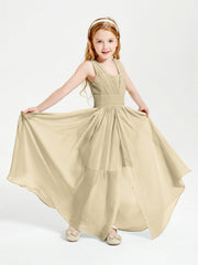Abiti Da Damigella Junior Lunghi Eleganti Scollo A V Champagne