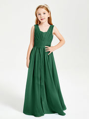 Abiti Da Damigella Junior Lunghi Eleganti Scollo A V Verde Scuro