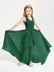 Abiti Da Damigella Junior Lunghi Eleganti Scollo A V Verde Scuro