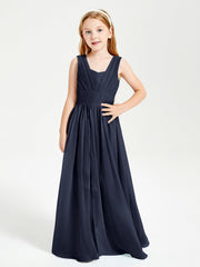 Abiti Da Damigella Junior Lunghi Eleganti Scollo A V Blu Scuro