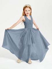 Abiti Da Damigella Junior Lunghi Eleganti Scollo A V Azzurro Polvere