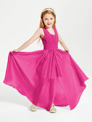 Abiti Da Damigella Junior Lunghi Eleganti Scollo A V Fucsia