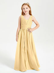 Abiti Da Damigella Junior Lunghi Eleganti Scollo A V Oro