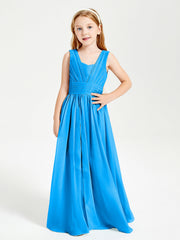 Abiti Da Damigella Junior Lunghi Eleganti Scollo A V Blu Oceano