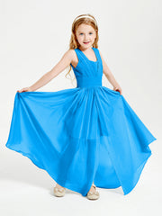 Abiti Da Damigella Junior Lunghi Eleganti Scollo A V Blu Oceano
