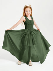 Abiti Da Damigella Junior Lunghi Eleganti Scollo A V Verde Oliva