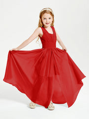 Abiti Da Damigella Junior Lunghi Eleganti Scollo A V Rosso
