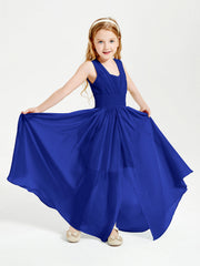 Abiti Da Damigella Junior Lunghi Eleganti Scollo A V Blu Royal