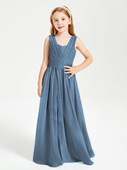 Abiti Da Damigella Junior Lunghi Eleganti Scollo A V Blu Ardesia