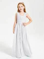 Abiti Da Damigella Junior Lunghi Eleganti Scollo A V Bianco