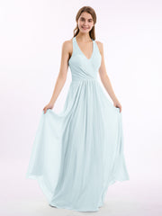 Abito in chiffon con scollo a V e spalline con fiocco Nebbia