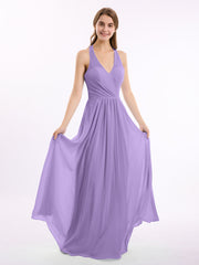 Abito in chiffon con scollo a V e spalline con fiocco Tahiti