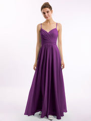 Abito in chiffon con spalline sottili e scollo a cuore Viola