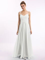 Abito in chiffon con spalline sottili e scollo a cuore Avorio