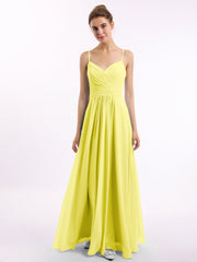 Abito in chiffon con spalline sottili e scollo a cuore Limone