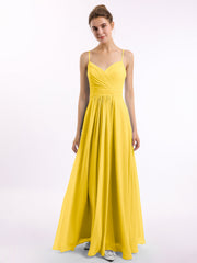 Abito in chiffon con spalline sottili e scollo a cuore Calendula