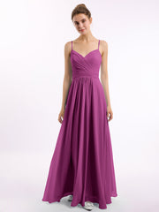 Abito in chiffon con spalline sottili e scollo a cuore Orchidea