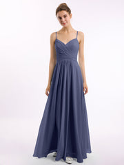 Abito in chiffon con spalline sottili e scollo a cuore Tempesta