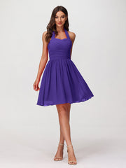 Abito corto in chiffon con scollo all'americana e cuore Regency