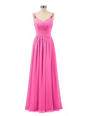 Abito lungo con spalline e corpino in chiffon a pieghe Azalea