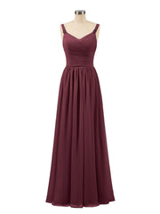 Abito lungo con spalline e corpino in chiffon a pieghe Cabernet