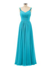 Abito lungo con spalline e corpino in chiffon a pieghe Giada