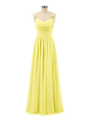 Abito lungo con spalline e corpino in chiffon a pieghe Limone