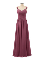 Abito lungo con spalline e corpino in chiffon a pieghe Gelso