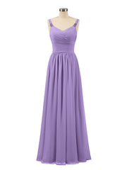 Abito lungo con spalline e corpino in chiffon a pieghe Tahiti