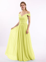 Abito in chiffon con corpetto in pizzo e maniche a cuffia Narciso
