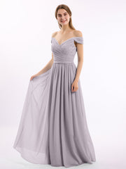 Abito in chiffon con corpetto in pizzo e maniche a cuffia Crepuscolo