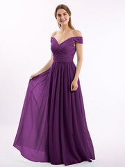 Abito in chiffon con corpetto in pizzo e maniche a cuffia Viola