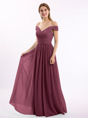 Abito in chiffon con corpetto in pizzo e maniche a cuffia Gelso
