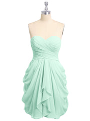Abito da Damigella Corto Senza Spalline Scollo a Cuore Verde Menta
