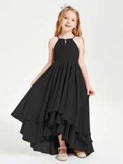 Abiti Damigella Junior In Chiffon Gonna Asimmetrica A Cascata Nero