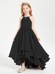 Abiti Damigella Junior In Chiffon Gonna Asimmetrica A Cascata Nero