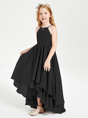Abiti Damigella Junior In Chiffon Gonna Asimmetrica A Cascata Nero