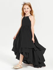Abiti Damigella Junior In Chiffon Gonna Asimmetrica A Cascata Nero