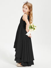 Abiti Damigella Junior In Chiffon Gonna Asimmetrica A Cascata Nero