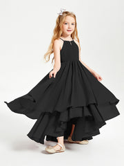 Abiti Damigella Junior In Chiffon Gonna Asimmetrica A Cascata Nero