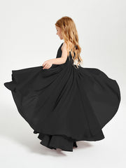 Abiti Damigella Junior In Chiffon Gonna Asimmetrica A Cascata Nero