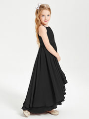 Abiti Damigella Junior In Chiffon Gonna Asimmetrica A Cascata Nero