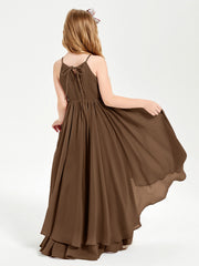 Abiti Damigella Junior In Chiffon Gonna Asimmetrica A Cascata Marrone