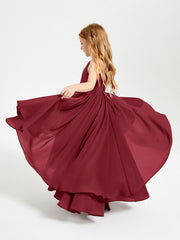 Abiti Damigella Junior In Chiffon Gonna Asimmetrica A Cascata Borgogna