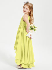 Abiti Damigella Junior In Chiffon Gonna Asimmetrica A Cascata Narciso