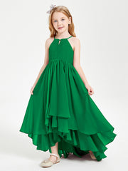 Abiti Damigella Junior In Chiffon Gonna Asimmetrica A Cascata Smeraldo