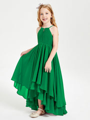 Abiti Damigella Junior In Chiffon Gonna Asimmetrica A Cascata Smeraldo