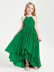 Abiti Damigella Junior In Chiffon Gonna Asimmetrica A Cascata Smeraldo