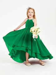 Abiti Damigella Junior In Chiffon Gonna Asimmetrica A Cascata Smeraldo